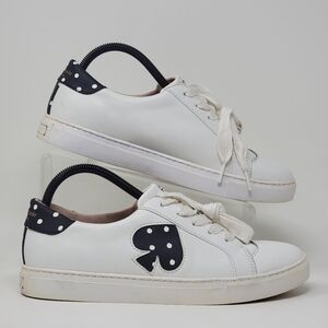 Kate Spade New York White Leather Womens Sneakers Size 8.5B Polka Dot Spade